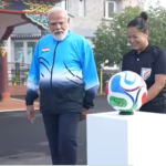 PM Modi playing football in Gangtok